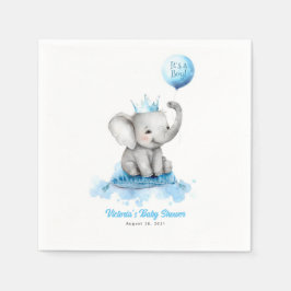 Little Elephant Prince Cute Blue Shower Pappersservett