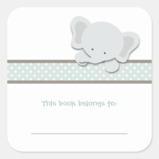 Little Elephant {Teal} | Bokplåtar Fyrkantigt Klistermärke