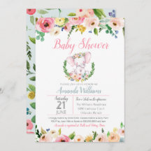Little Elephant Vår Summer Flowers Baby Shower