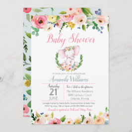 Little Elephant Vår Summer Flowers Baby Shower Inbjudningar