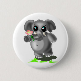 Little Elephant with Flower Button - Your Färg Knapp