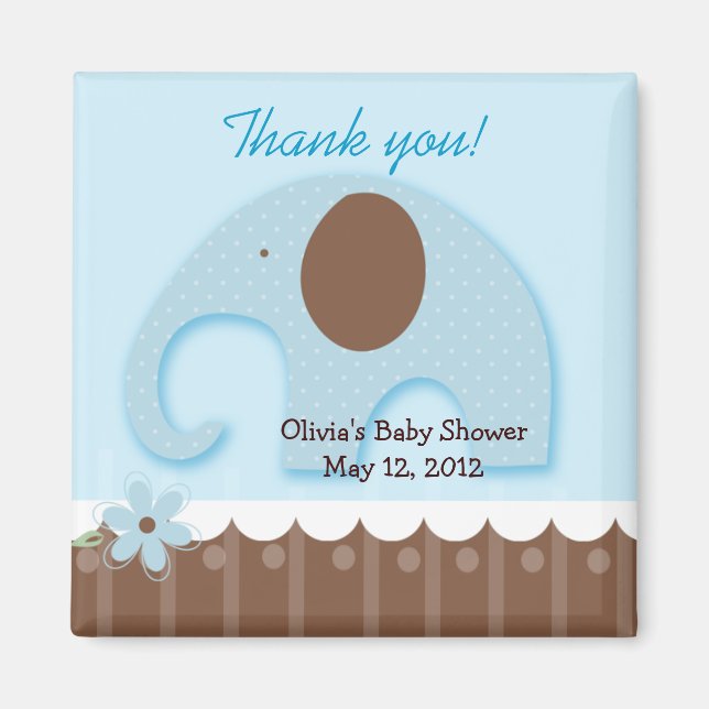 Little Elephants (Blue) Trendig Jungle Favor Magne Magnet (Framsidan)
