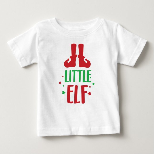 Little Elf, Elf Shoes, Stars, jul, Julafton T Shirt (Framsida)
