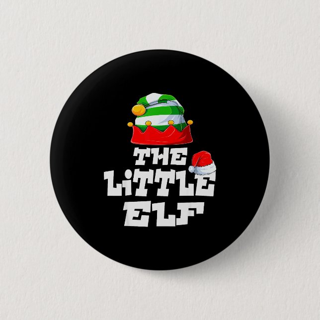 Little Elf Family Matching Christmas Group Pajama  Knapp (Framsida)