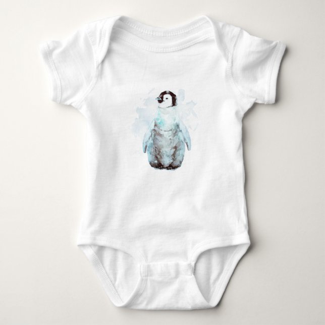 Little Emperor Penguin Watercolor T Shirt (Framsida)