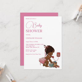 "Little Ethnic Girl Calling" Baby Shower Inbjudningar
