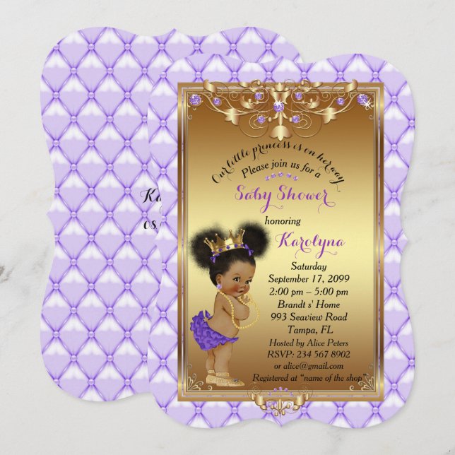 Little etnic Princess, Baby Shower bjudan, Karo Inbjudningar (Fram/baksida)