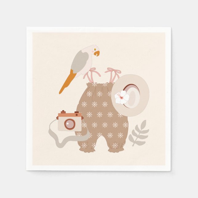 Little Explorer Äventyr Awaits Boho Cocktail Pappersservett (Framsidan)