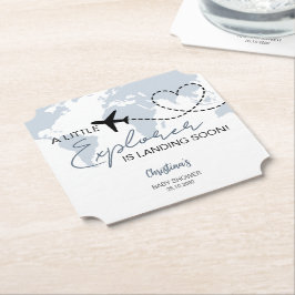 Little Explorer Äventyr Blue Baby Shower Underlägg Papper