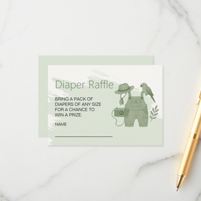 Little Explorer Baby Shower Diaper Raffle Tilläggskort (Fram/Back In Situ)
