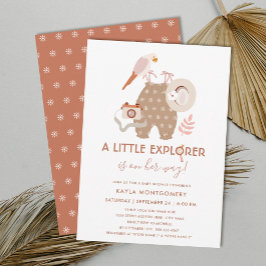 Little Explorer Boho Girl Baby Shower Inbjudningar