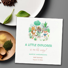 Little Explorer Forest detektiv Boy Baby Shower Pappersservett