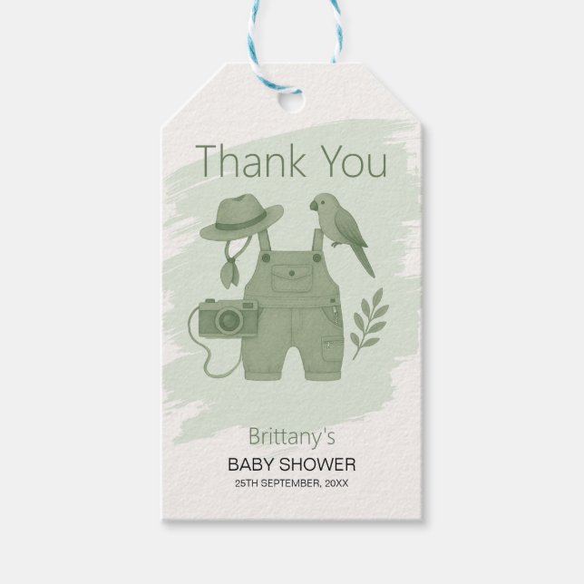 Little Explorer Is On The Way Baby Shower Presentetikett (Framsidan)