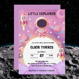 Little Explorer Modern Lila Baby Shower Inbjudningar