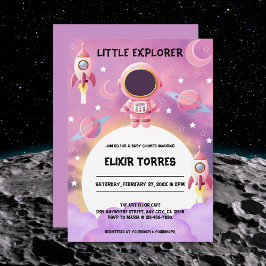 Little Explorer Modern Lila Baby Shower Inbjudningar