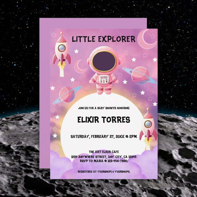 Little Explorer Modern Lila Baby Shower Inbjudningar (Skapare uppladdad)