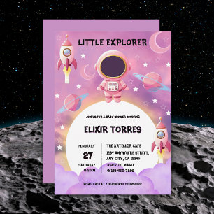 Little Explorer Modern Lila Baby Shower Inbjudningar