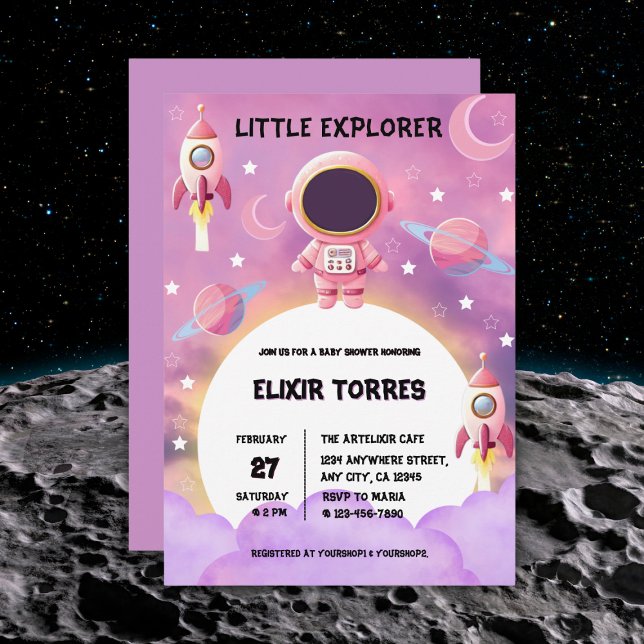 Little Explorer Modern Lila Baby Shower Inbjudningar (Skapare uppladdad)