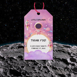 Little Explorer Modern Lila Baby Shower Presentetikett