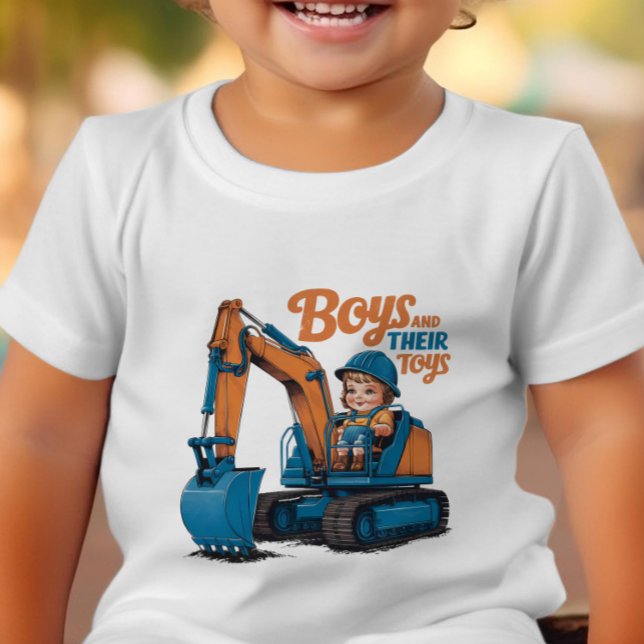 Little Explorer Riding Blue Construction Beast T Shirt (Skapare uppladdad)