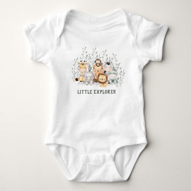 Little Explorer Safari Animals Baby Shower T Shirt (Framsida)