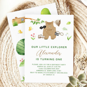 Little Explorer Träskogsutflykt Födelsedag Inbjudningar
