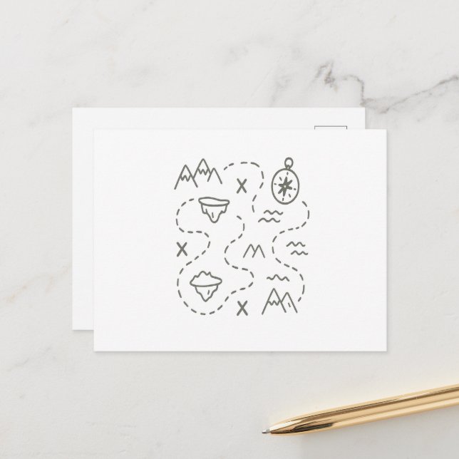 Little Explorer's Treasure Karta Vykort (Fram/Back In Situ)