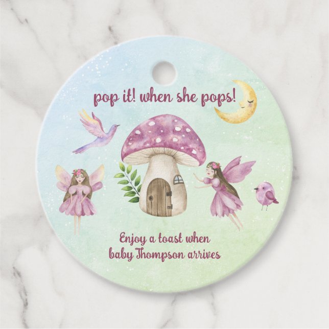 Little Fairy Baby shower - Pop it when she pops! Gåvor Etiketter (Framsida)