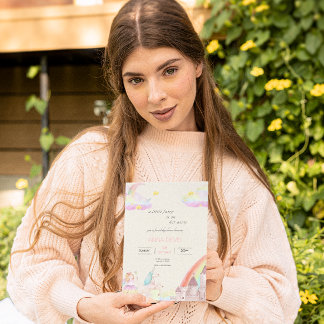 Little Fairy Beige Rosa vattenfärgiga babydusch Inbjudningar