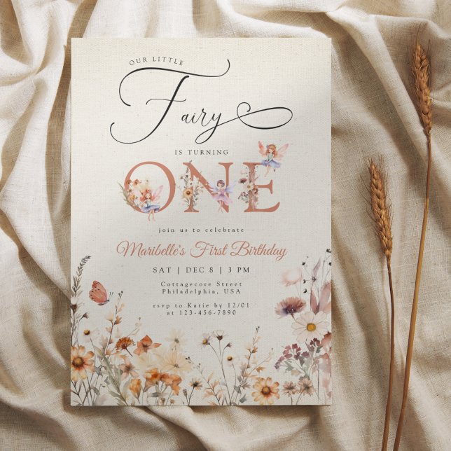 Little Fairy Blommigt Fall Garden First Birthday Inbjudningar (Skapare uppladdad)