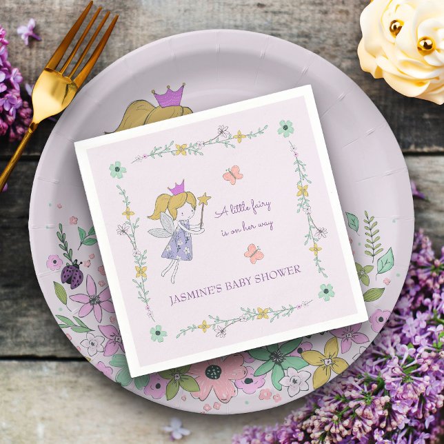 Little Fairy Blomsterträdgård any Tillfälle Lilac Pappersservett (Fairy napkins to personalize for any occasion)