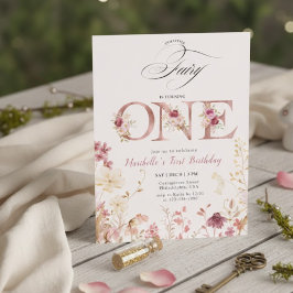 Little Fairy Floral Garden First Birthday  Inbjudningar