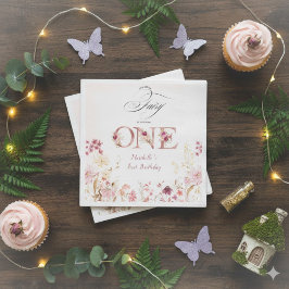 Little Fairy Floral Garden First Birthday  Pappersservett