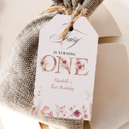 Little Fairy Floral Garden First Birthday  Presentetikett