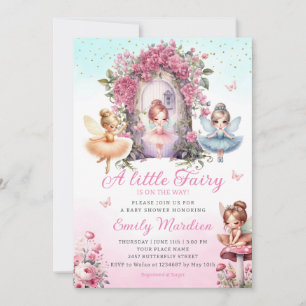 Little Fairy Girl Baby Shower Boho Rosa Flower Inbjudningar