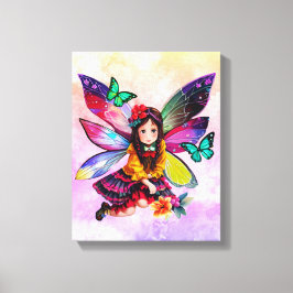 Little Fairy Holding Flowers Canvastryck