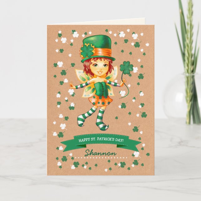 Little Fairy Irish Girl Anpassningsbar St. Patrick Kort (Framsida)