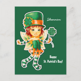 Little Fairy Irish Girl St. Patrick Day Anpassning Vykort