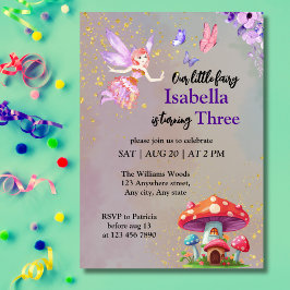 Little Fairy Mushroom House Butterflies Any Age Inbjudningar
