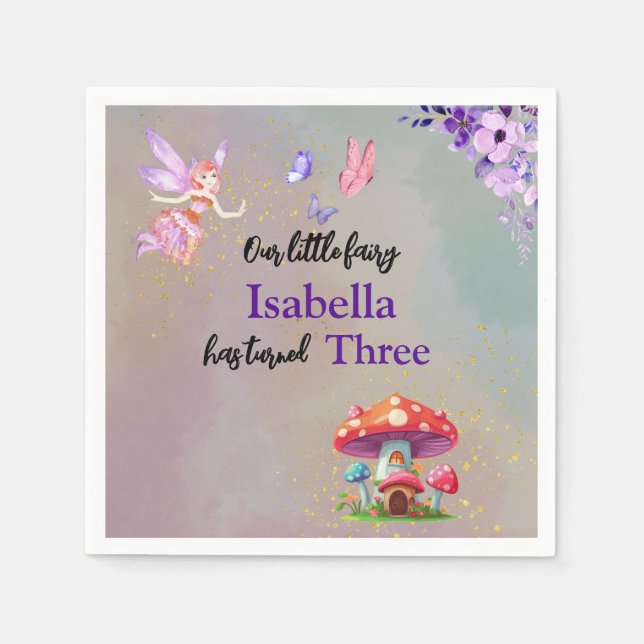 Little Fairy Mushroom House Butterflies Any Age Pappersservett (Framsidan)