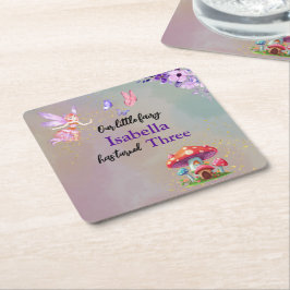 Little Fairy Mushroom House Butterflies Any Age Underlägg Papper Kvadrat