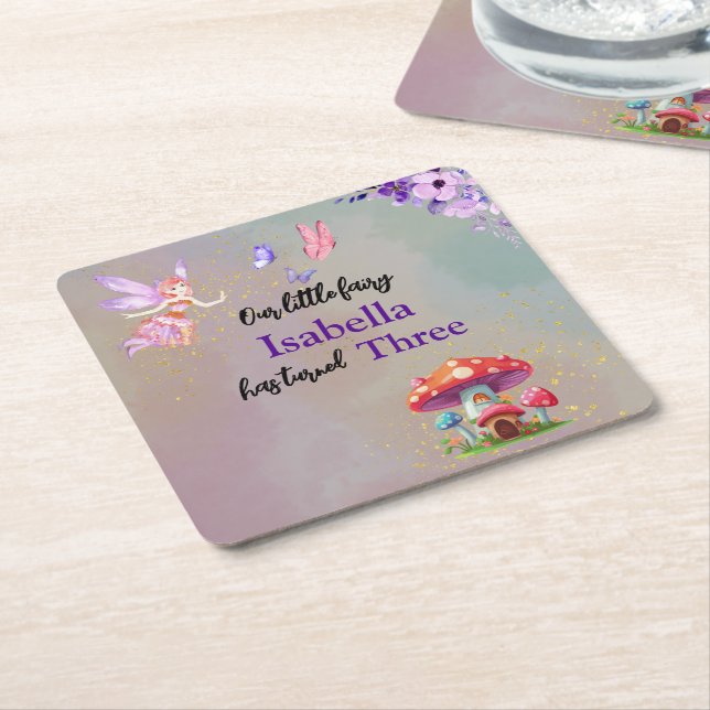 Little Fairy Mushroom House Butterflies Any Age Underlägg Papper Kvadrat (Vinklad)