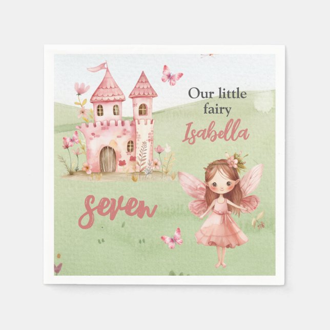 Little Fairy Pink Castle Butterfly Any Age  Pappersservett (Framsidan)