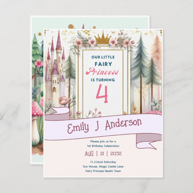 Little Fairy Princess Birthday ANY Age Fairycore (Fram/baksida)