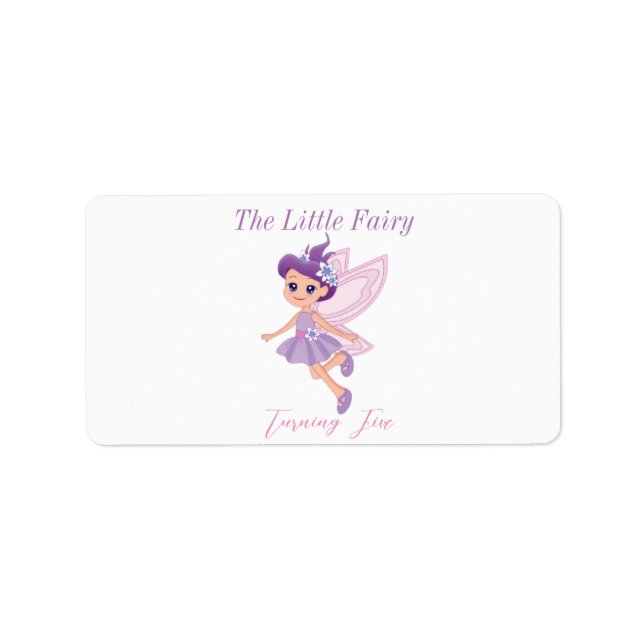 Little Fairy Rosa Cute födelsedagsinbjudan Adressetikett (Framsidan)