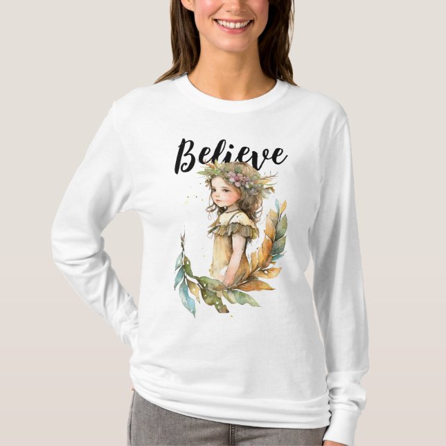 Little Fairy Watercolor Art T Shirt (Framsida)