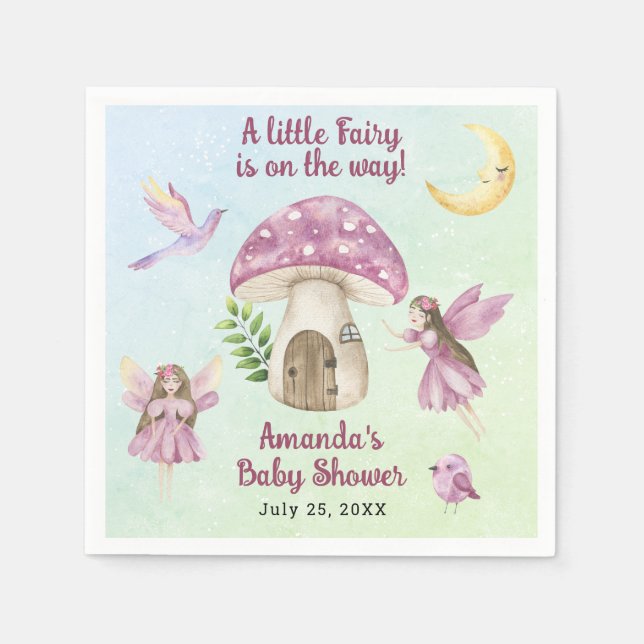 Little Fairy Whimsical Baby Shower Pappersservett (Framsidan)