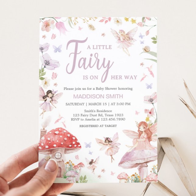 Little Fairy Whimsiic Baby Shower Inbjudningar (Little Fairy Whimsical Baby Shower Invitation)