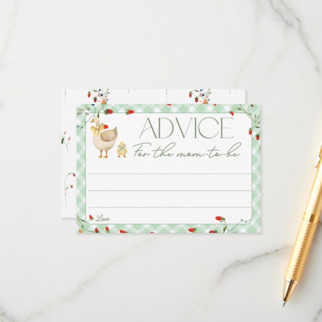 Little Fånig Goose Baby Shower Advice for Mamma Tilläggskort (Fram/Back In Situ)