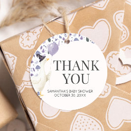 Little Fånig Goose Baby Shower Round Gåvor Etiketter